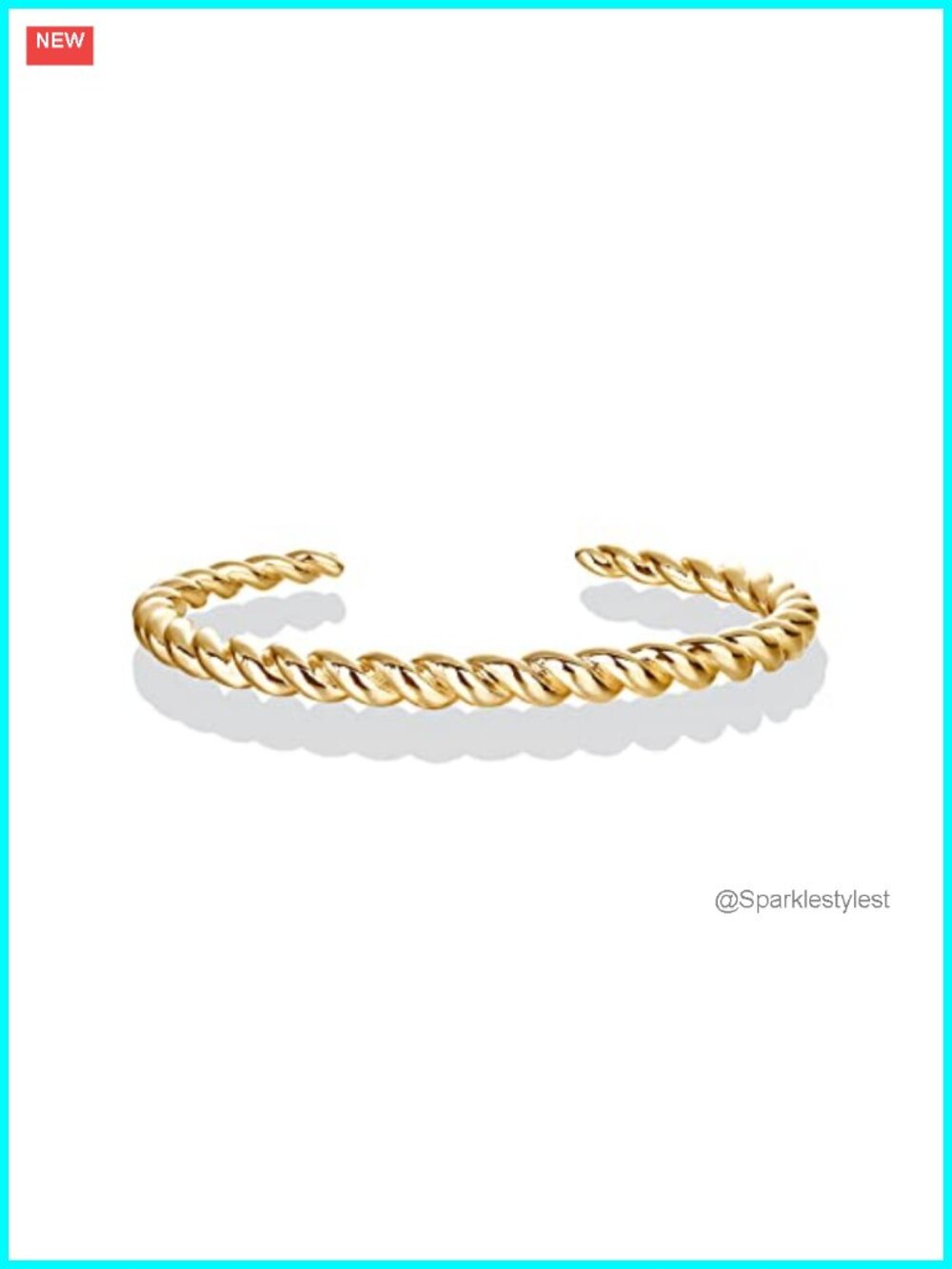 14K Gold Plated Twisted Bangle Bracelet for Women